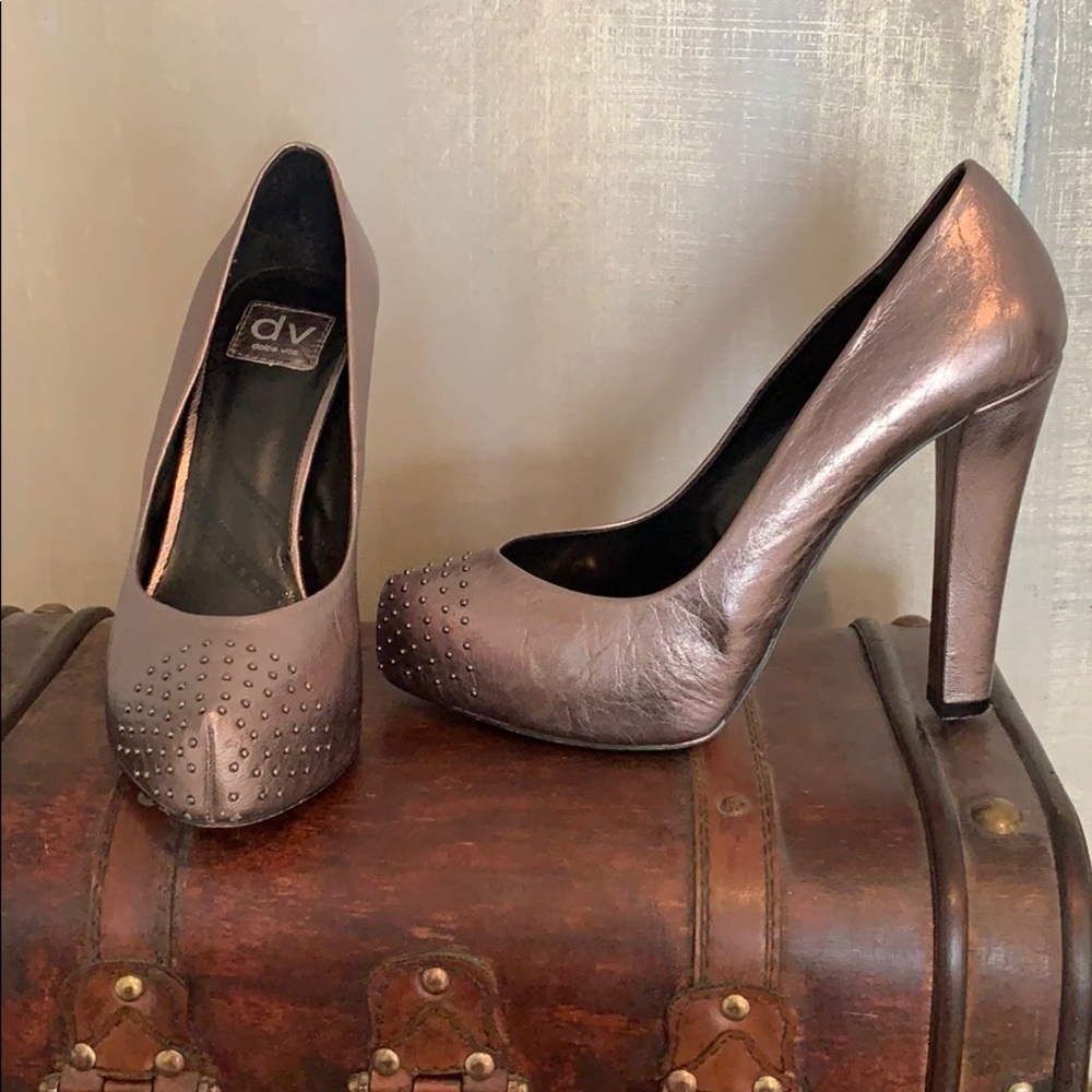 Dolce Vita Silver Heels with Toe Embellishments